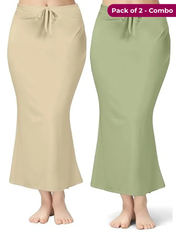 Pack_of_2_Beige_&_Light_Green_Pista_Comfort_Lycra_4_Way_Fabric_Saree_Shapewear_For_Women