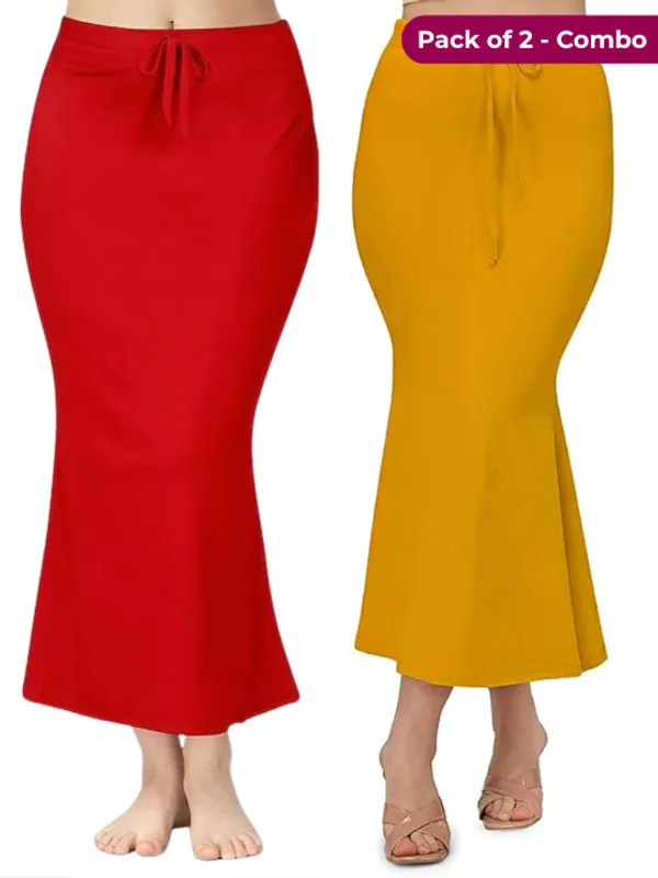 Pack_of_2__Mustard_&_Red_Comfort_Lycra_4_Way_Fabric_Saree_Shapewear_For_Women