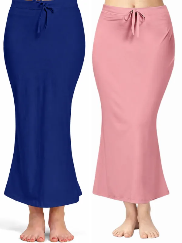 Pack_of_2__Royal_Blue_&_Onion_Pink_Comfort_Lycra_4_Way_Fabric_Saree_Shapewear_For_Women