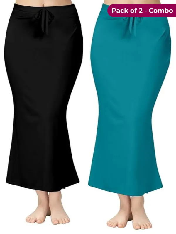 Pack_of_2-Black-Peacock_Green_Blue-Comfort_Lycra_4_Way_Fabric_Saree_Shapewear_For_Women