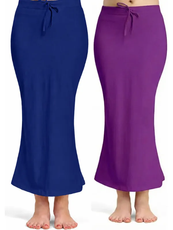 Pack_of_2__Royal_Blue_&_Purple_Comfort_Lycra_4_Way_Fabric_Saree_Shapewear_For_Women