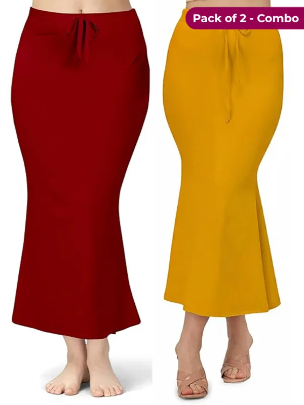 Pack_of_2_Mustard_&_Maroon_Comfort_Lycra_4_Way_Fabric_Saree_Shapewear_For_Women