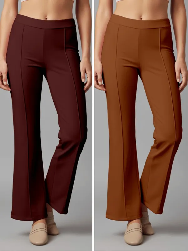 Flared_Pants_-_Brown_&_Maroon_-_Pack_of_2