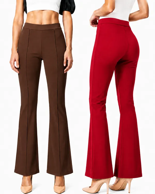 Flared_Pants_-_Brown_&_Red_-_Pack_of_2