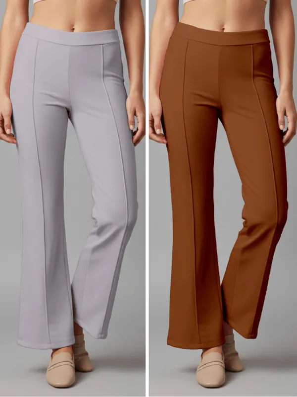Flared_Pants_-_Grey_&_Brown_-_Pack_of_2
