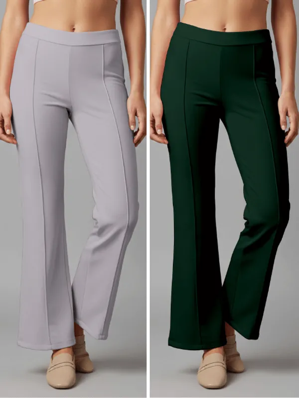 Flared_Pants_-_Grey_&_Dark_Green_-_Pack_of_2