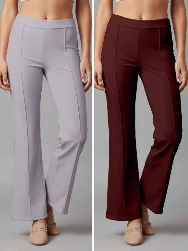 Flared_Pants_-_Grey_&_Maroon_-_Pack_of_2
