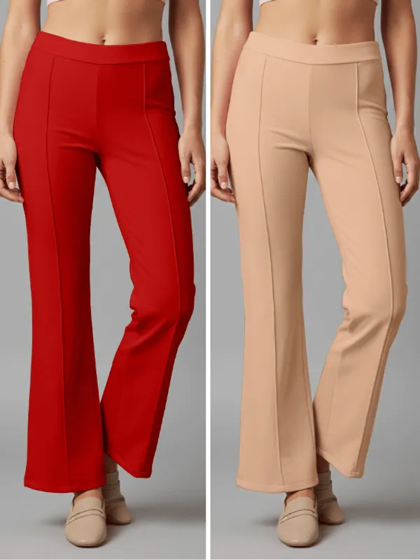 Flared_Pants_-_Red_&_Cream_-_Pack_of_2