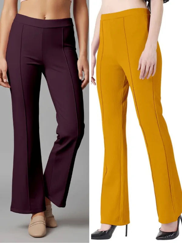 Flared_Pants_-_Wine_&_Mustard_-_Pack_of_2