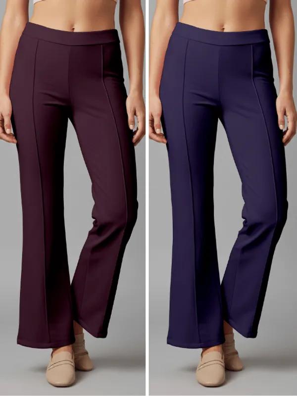 Flared_Pants_-_Wine_&_Navy_-_Pack_of_2