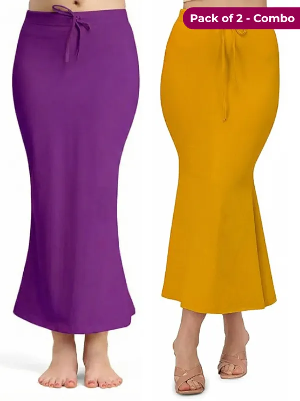 Pack_of_2_-_Purple_&_Mustard_Comfort_Lycra_4_Way_Fabric_Saree_Shapewear_For_Women