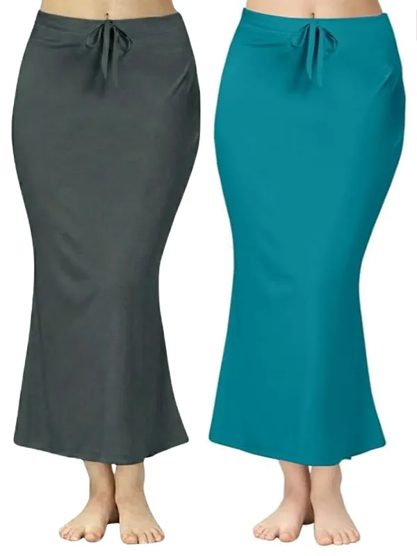 Pack_of_2__Dark_Grey_&_Peacock_Comfort_Lycra_4_Way_Fabric_Saree_Shapewear_For_Women