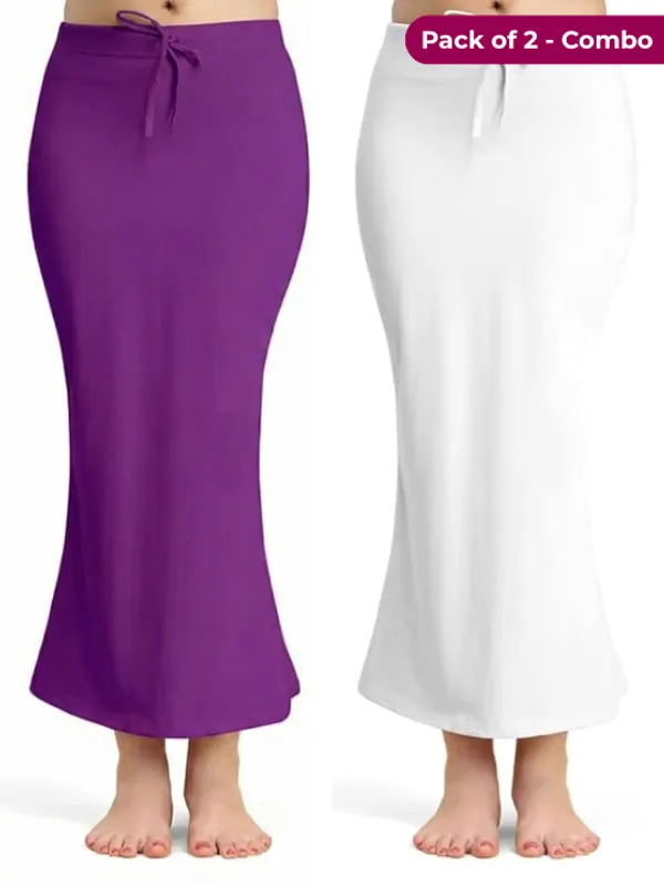Pack_of_2_-_Purple_&_White_Comfort_Lycra_4_Way_Fabric_Saree_Shapewear_For_Women