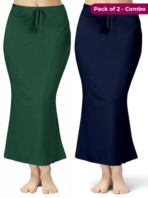 Pack_of_2_Dark_Green_&_Navy_Blue_Comfort_Lycra_4_Way_Fabric_Saree_Shapewear_For_Women