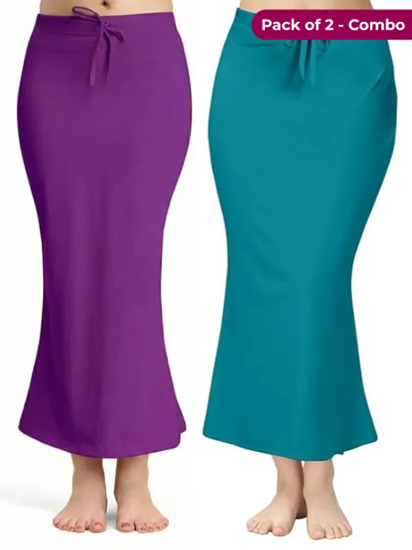 Pack_of_2_-_Purple_&_Peacock_Green_Comfort_Lycra_4_Way_Fabric_Saree_Shapewear_For_Women