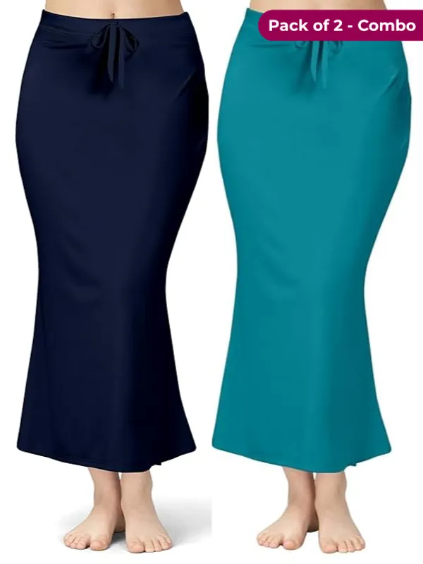 Pack_of_2_Navy_&_Peacock_Green_Comfort_Lycra_4_Way_Fabric_Saree_Shapewear_For_Women