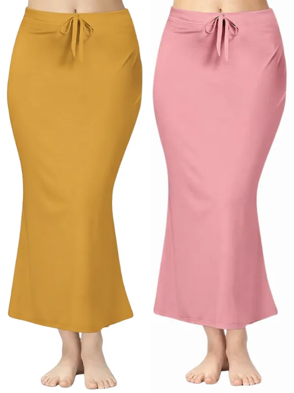 Pack_of_2__Onion_Pink_&_Mustard_Comfort_Lycra_4_Way_Fabric_Saree_Shapewear_For_Women