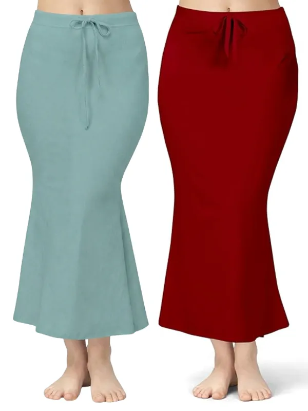 Pack_of_2__Cloud_&_Maroon_Comfort_Lycra_4_Way_Fabric_Saree_Shapewear_For_Women