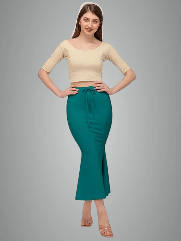 Peacock_Green_Lycra_Everyday_Comfort_Saree_Shapewear_For_Women