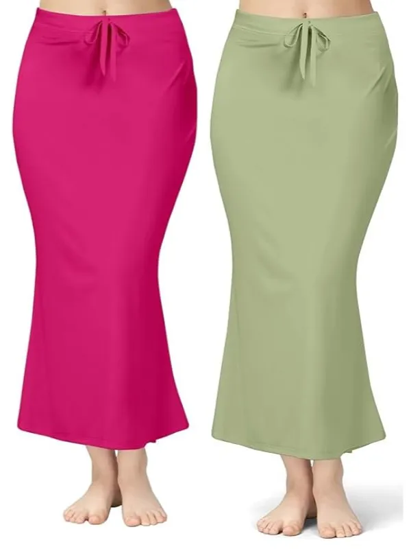 Pack_of_2_Pink_&_Light_Green_Pista_Comfort_Lycra_4_Way_Fabric_Saree_Shapewear_For_Women