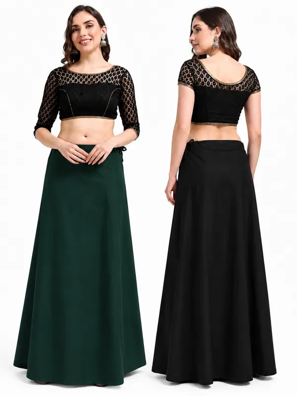 Premium_Cotton_Petticoat_-_Pack_of_2_-_Black_&_Dark_Green