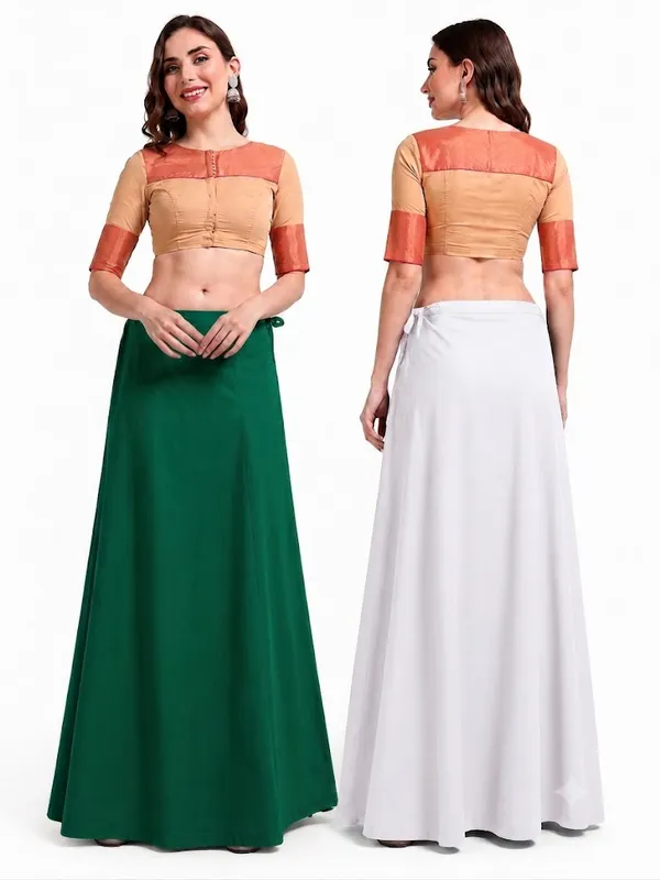 Premium_Cotton_Petticoat_-_Pack_of_2_-_Dark_Green_&_White