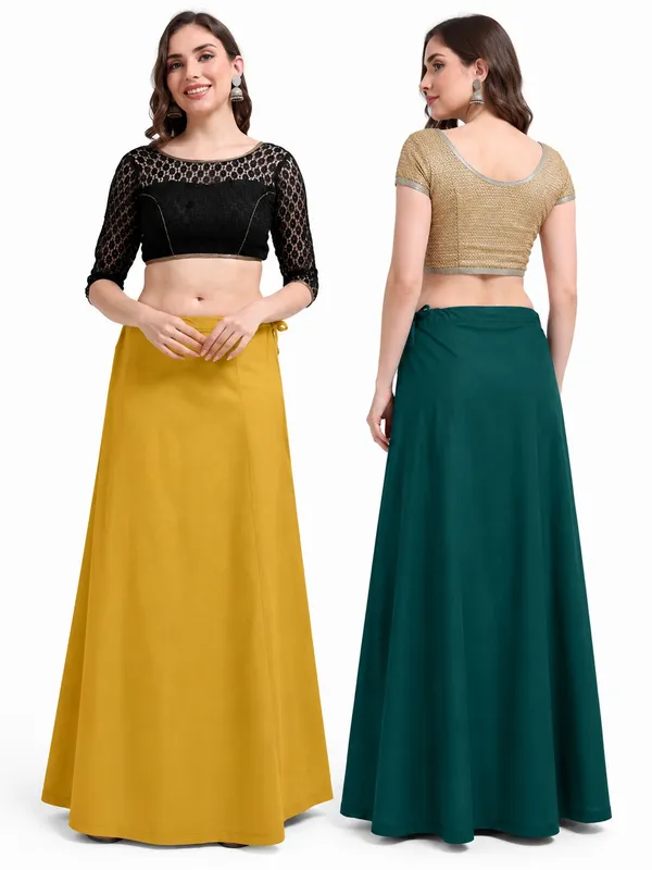 Premium_Cotton_Petticoat_-_Pack_of_2_-_Mustard_&_Dark_Green