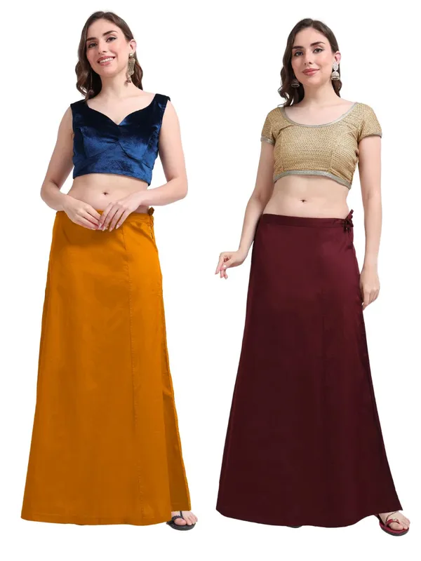 Premium_Cotton_Petticoat_-_Pack_of_2_-_Mustard_&_Wine