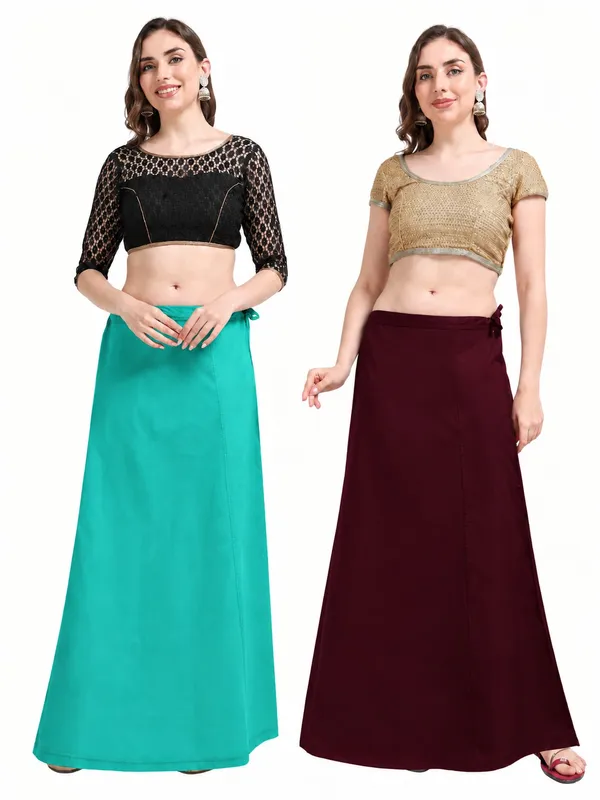 Premium_Cotton_Petticoat_-_Pack_of_2_-_Peacock_&_Wine