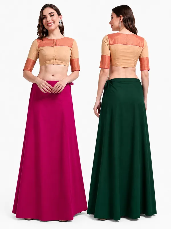 Premium_Cotton_Petticoat_-_Pack_of_2_-_Pink_&_Dark_Green