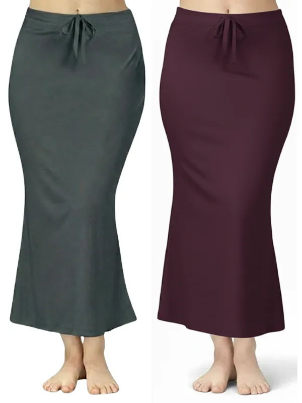 Pack_of_2__Dark_Grey_&_Wine_Comfort_Lycra_4_Way_Fabric_Saree_Shapewear_For_Women