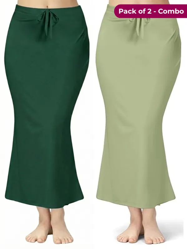 Pack_of_2_Dark_Green_&_Light_Green_Pista_Comfort_Lycra_4_Way_Fabric_Saree_Shapewear_For_Women