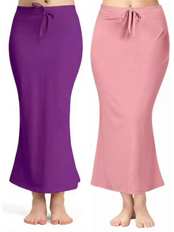 Pack_of_2__Onion_Pink_&_Purple_Comfort_Lycra_4_Way_Fabric_Saree_Shapewear_For_Women