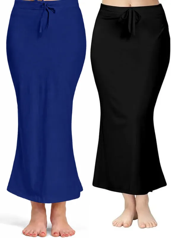 Pack_of_2__Royal_Blue_&_Black_Comfort_Lycra_4_Way_Fabric_Saree_Shapewear_For_Women