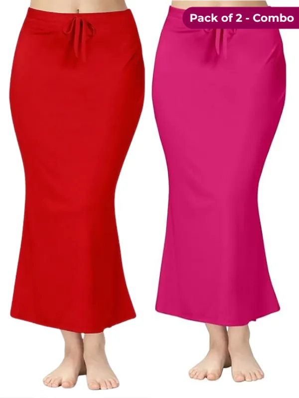 Pack_of_2__Pink_&_Red_Comfort_Lycra_4_Way_Fabric_Saree_Shapewear_For_Women