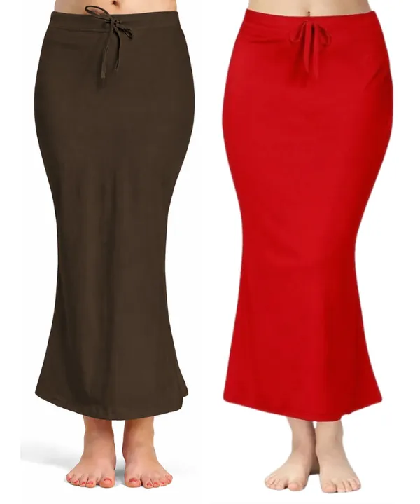 Pack_of_2__Coffee_&_Red_Comfort_Lycra_4_Way_Fabric_Saree_Shapewear_For_Women