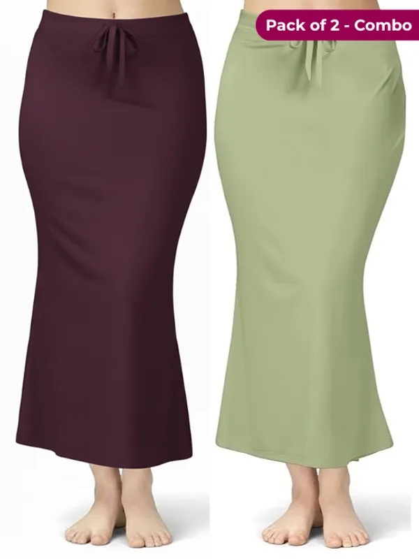 Pack_of_2_Wine_&_Light_Green_Pista_Comfort_Lycra_4_Way_Fabric_Saree_Shapewear_For_Women