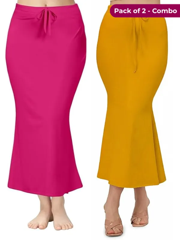 Pack_of_2_Mustard_&_Pink_Comfort_Lycra_4_Way_Fabric_Saree_Shapewear_For_Women