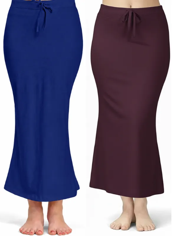 Pack_of_2__Royal_Blue_&_Wine_Comfort_Lycra_4_Way_Fabric_Saree_Shapewear_For_Women