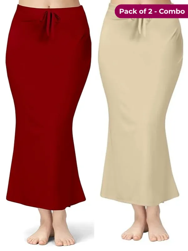 Pack_of_2_Maroon_&_Beige_Comfort_Lycra_4_Way_Fabric_Saree_Shapewear_For_Women_(Pack_Of_2)