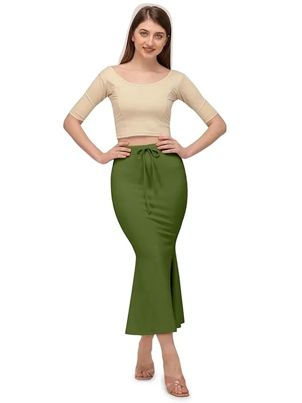 Army_Green_Lycra_Everyday_Comfort_Saree_Shapewear_For_Women