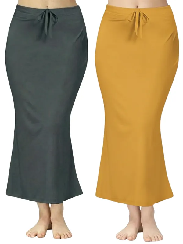 Pack_of_2__Dark_Grey_&_Mustard_Comfort_Lycra_4_Way_Fabric_Saree_Shapewear_For_Women