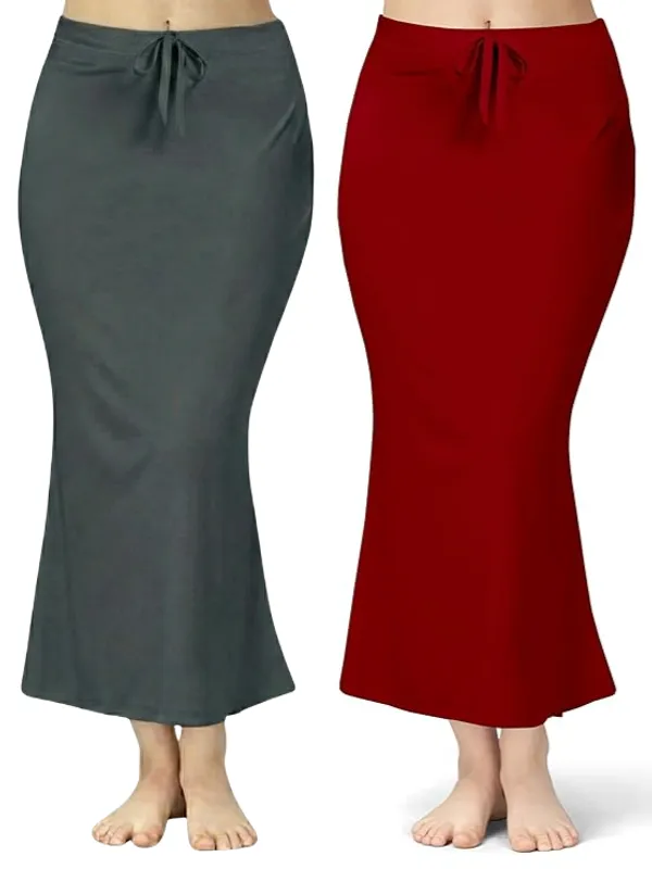 Pack_of_2__Dark_Grey_&_Maroon_Comfort_Lycra_4_Way_Fabric_Saree_Shapewear_For_Women