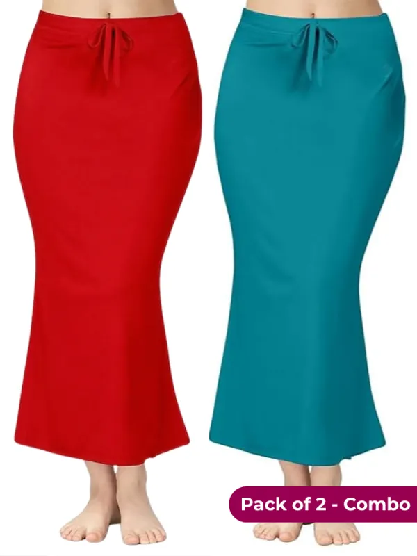 Pack_of_2__Peacock_&_Red_Comfort_Lycra_4_Way_Fabric_Saree_Shapewear_For_Women