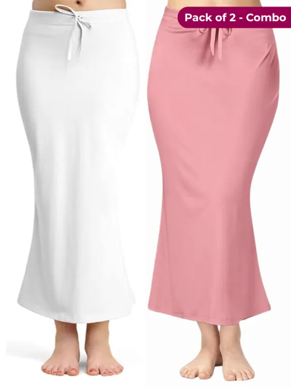 Pack_of_2__White_&_Onion_Pink_Comfort_Lycra_4_Way_Fabric_Saree_Shapewear_For_Women