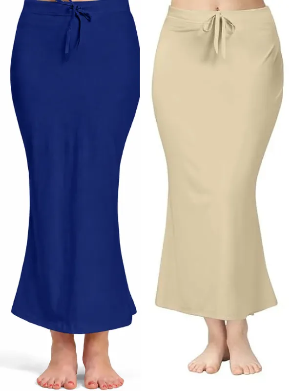 Pack_of_2__Royal_Blue_&_Beige_Comfort_Lycra_4_Way_Fabric_Saree_Shapewear_For_Women