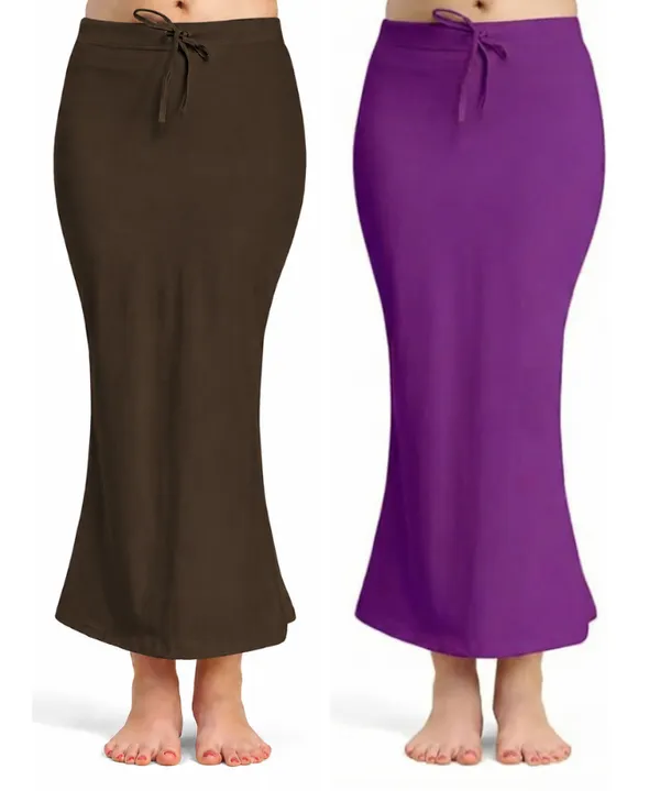 Pack_of_2__Coffee_&_Purple_Comfort_Lycra_4_Way_Fabric_Saree_Shapewear_For_Women