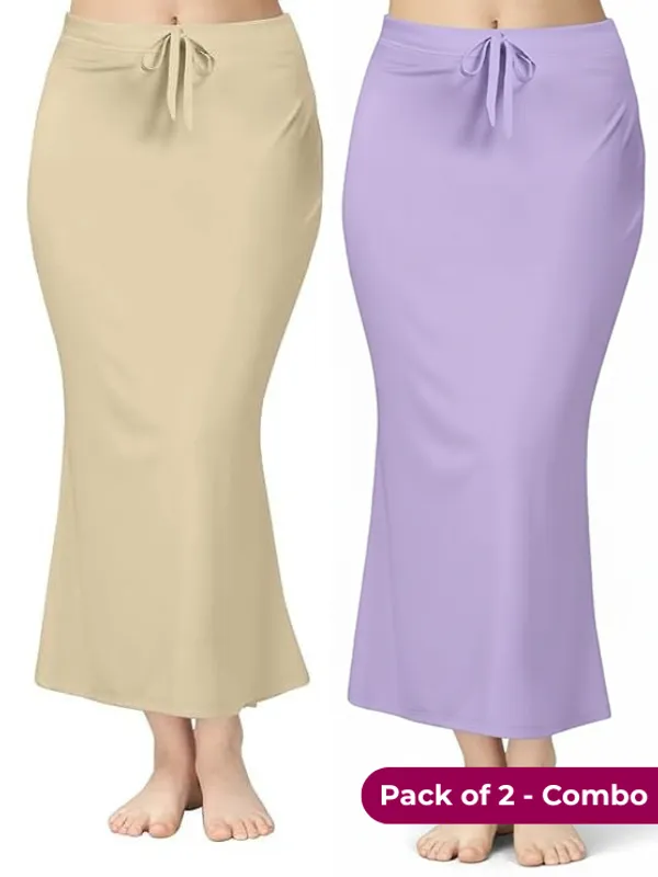 Pack_of_2_-_Beige_&_Lavender_Comfort_Lycra_4_Way_Fabric_Saree_Shapewear_For_Women