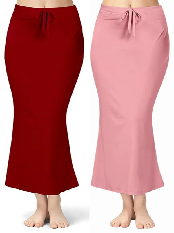 Pack_of_2__Onion_Pink_&_Maroon_Comfort_Lycra_4_Way_Fabric_Saree_Shapewear_For_Women