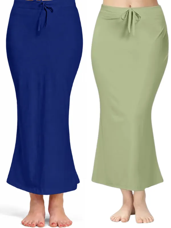 Pack_of_2__Royal_Blue_&_Pista_Comfort_Lycra_4_Way_Fabric_Saree_Shapewear_For_Women